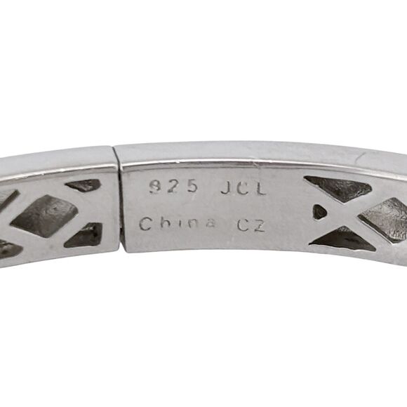 Vintage Sterling Silver 925 Bangle Bracelet with Cubic Zirconia 7.25" - Picture 6 of 9